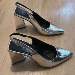 NEW BCBGeneration Trina Silver Slingback Heels Size 7